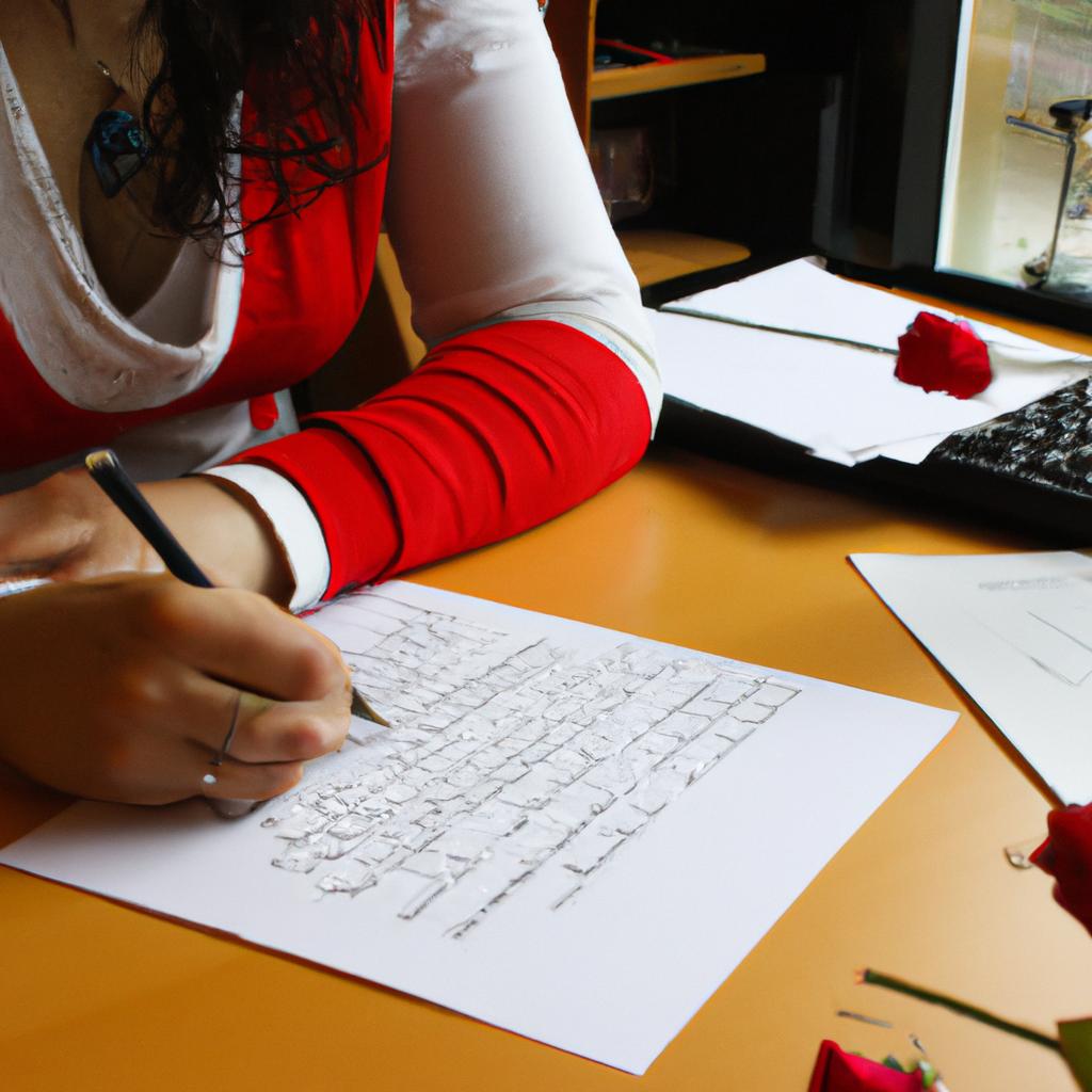 Woman writing poetry at desk
