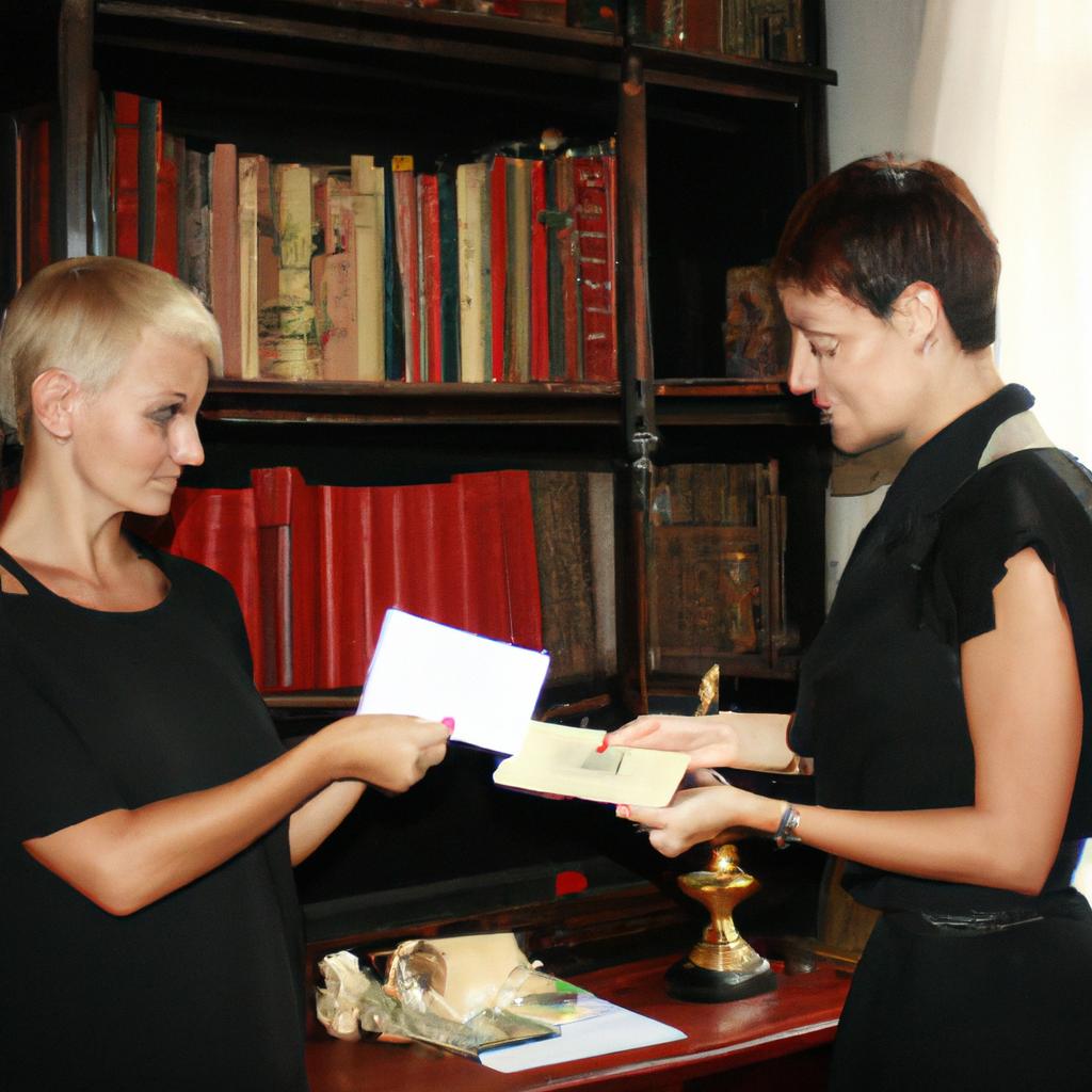 Woman poet receiving writing grant